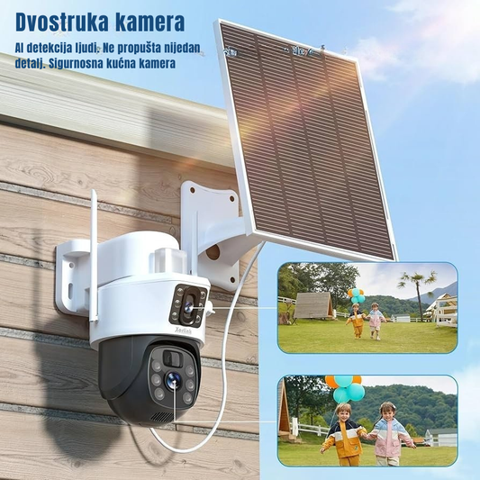 SOLARNA WIFI KAMERA SA DVA SOČIVA I NOĆNIM SNIMANJEM U BOJI