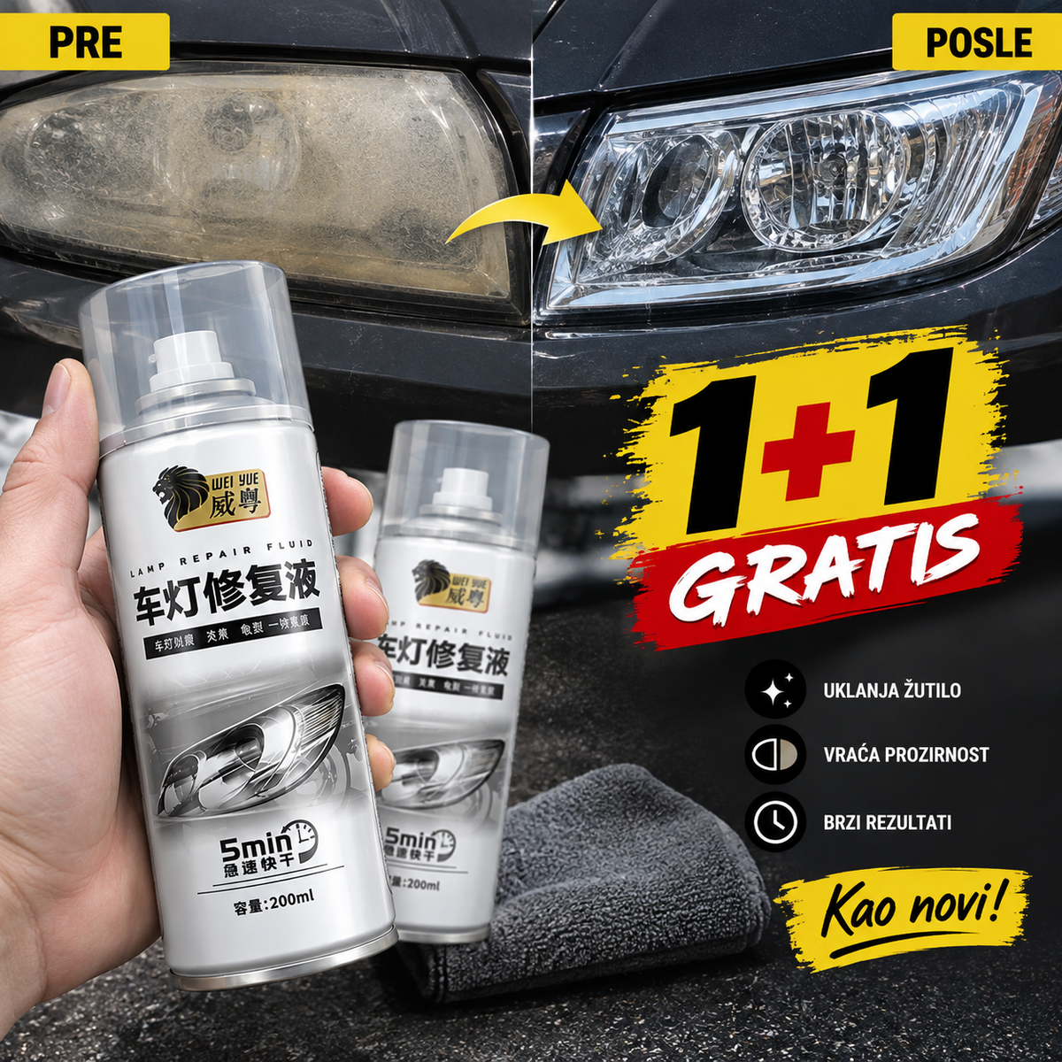 SPREJ ZA FAROVE 1+1 GRATIS!