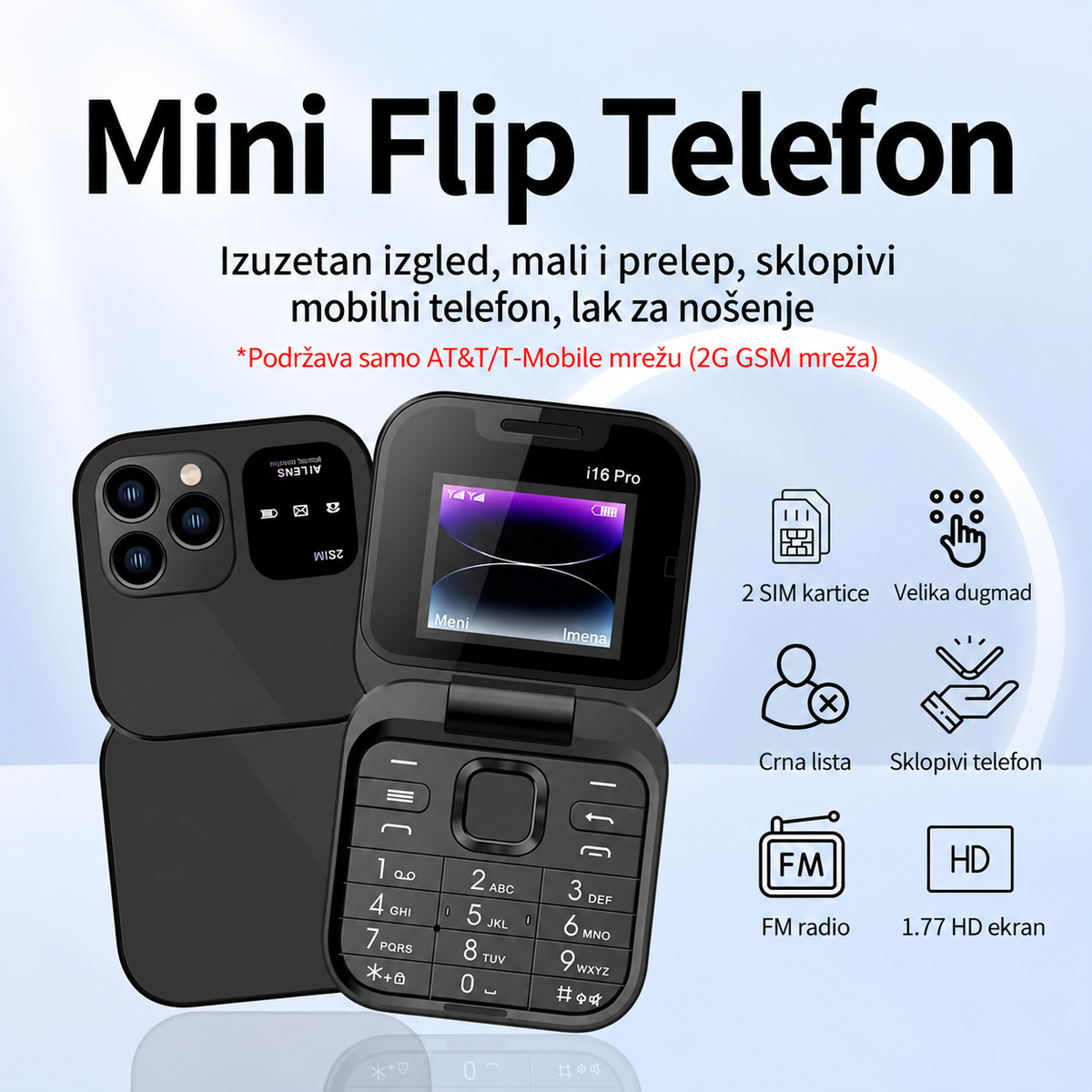 MINI SKLOPIVI TELEFON i16 PRO