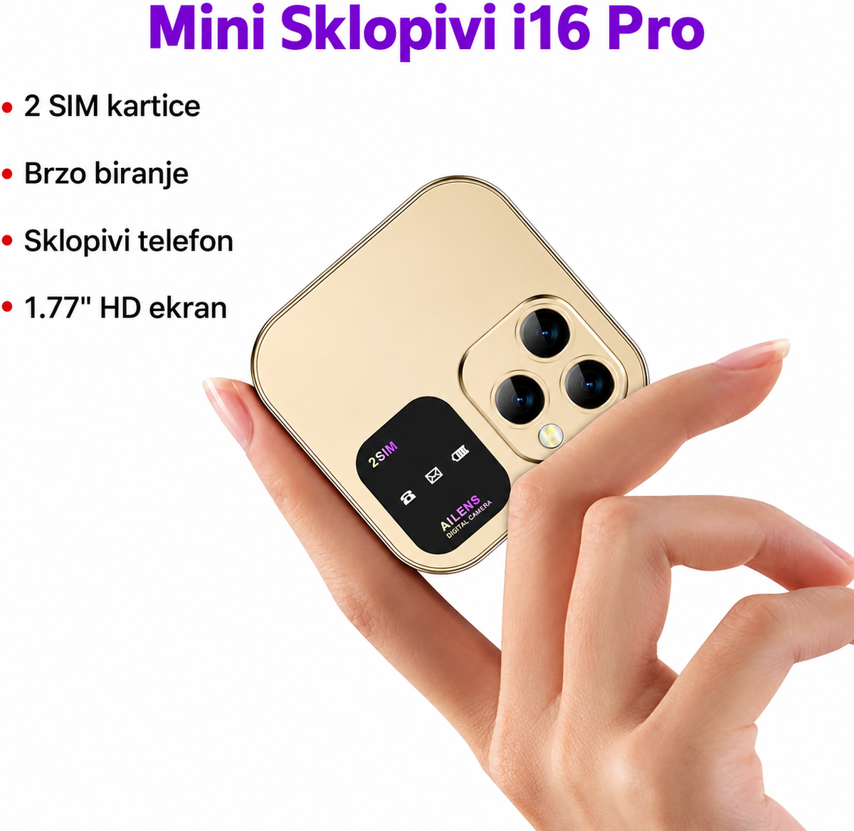 MINI SKLOPIVI TELEFON i16 PRO
